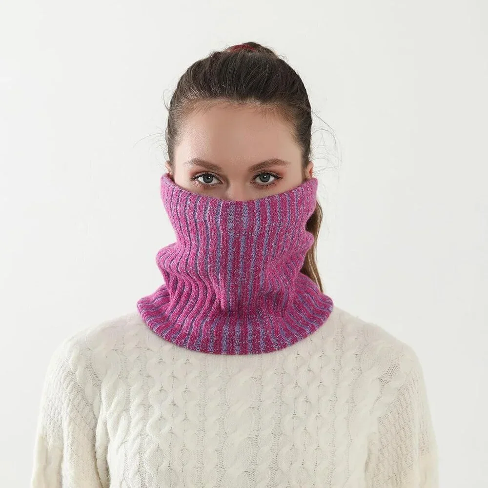 Men's Dark Pink Winter Ski Neck Gaiter Face Scarf Fleece Lined Windproof Scarves
